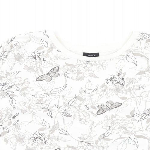NEXT Womens White Floral Cotton Pullover Sweatshirt Size 16 Pullover