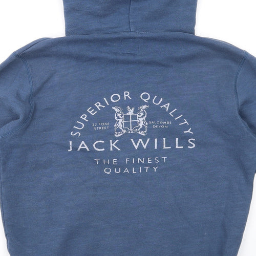 Jack Wills Mens Blue Cotton Pullover Hoodie Size XS