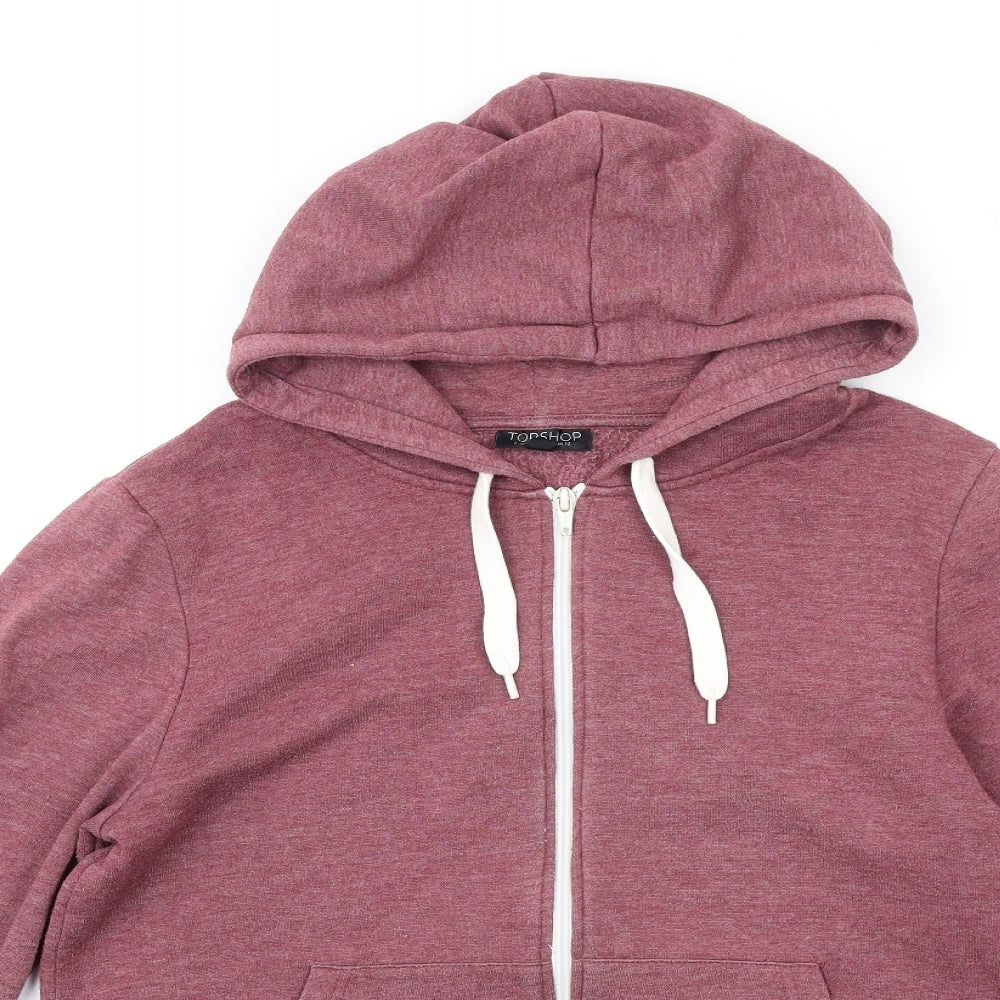 Topshop Womens Red Polyester Full Zip Hoodie Size 12 Zip