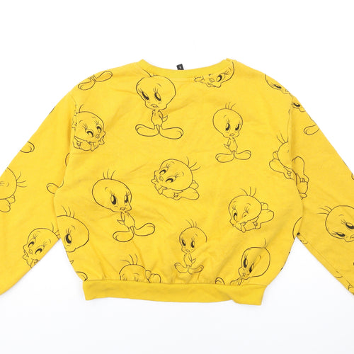 H&M Womens Yellow Cotton Pullover Sweatshirt Size L Pullover - Tweety Pie