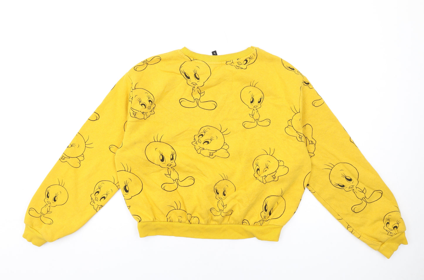 H&M Womens Yellow Cotton Pullover Sweatshirt Size L Pullover - Tweety Pie