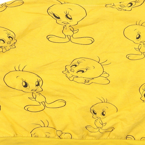 H&M Womens Yellow Cotton Pullover Sweatshirt Size L Pullover - Tweety Pie