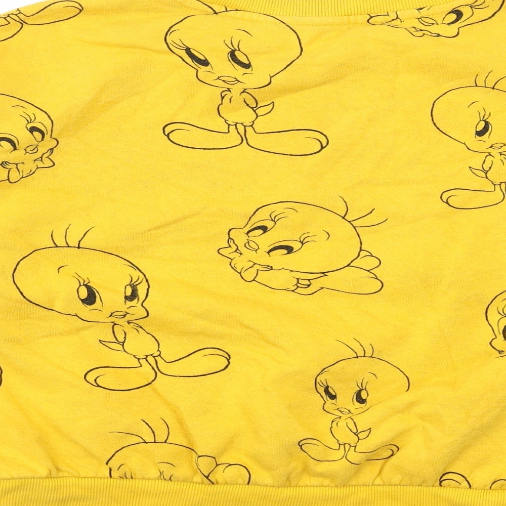H&M Womens Yellow Cotton Pullover Sweatshirt Size L Pullover - Tweety Pie