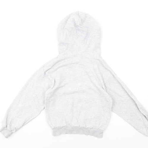 H&M Girls Grey Cotton Pullover Hoodie Size 8-9 Years Pullover