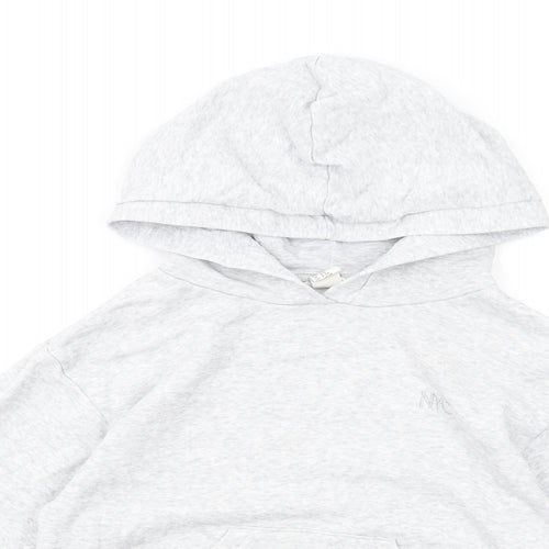 H&M Girls Grey Cotton Pullover Hoodie Size 8-9 Years Pullover