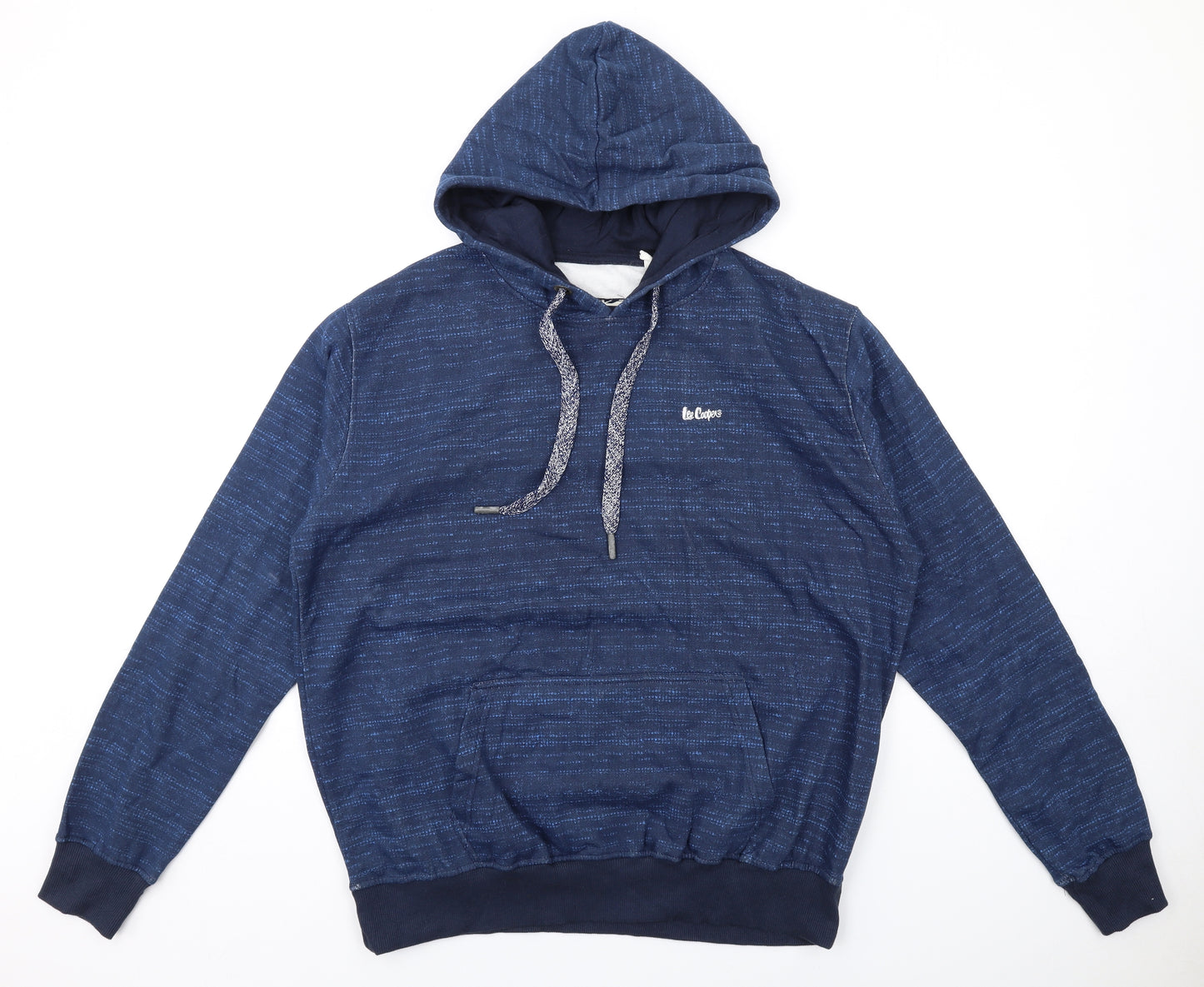 Lee Cooper Mens Blue Geometric Cotton Pullover Hoodie Size 2XL