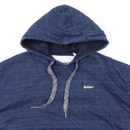 Lee Cooper Mens Blue Geometric Cotton Pullover Hoodie Size 2XL