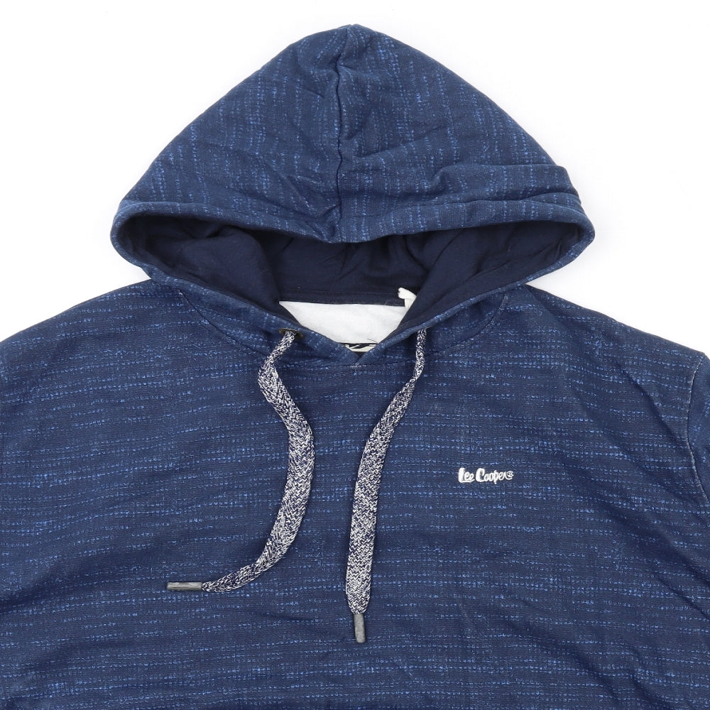 Lee Cooper Mens Blue Geometric Cotton Pullover Hoodie Size 2XL