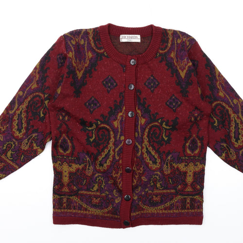 Richards Womens Multicoloured Round Neck Geometric Acrylic Cardigan Jumper Size S