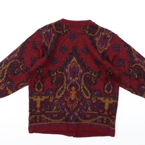 Richards Womens Multicoloured Round Neck Geometric Acrylic Cardigan Jumper Size S