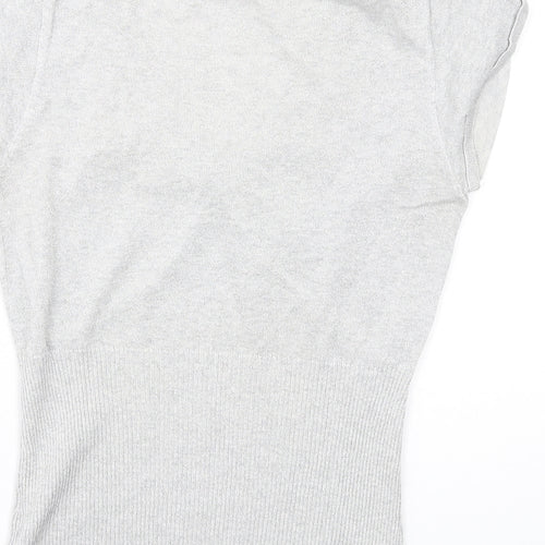 Jasper Conran Womens Silver V-Neck Cotton Pullover Jumper Size 12 - Twist Front