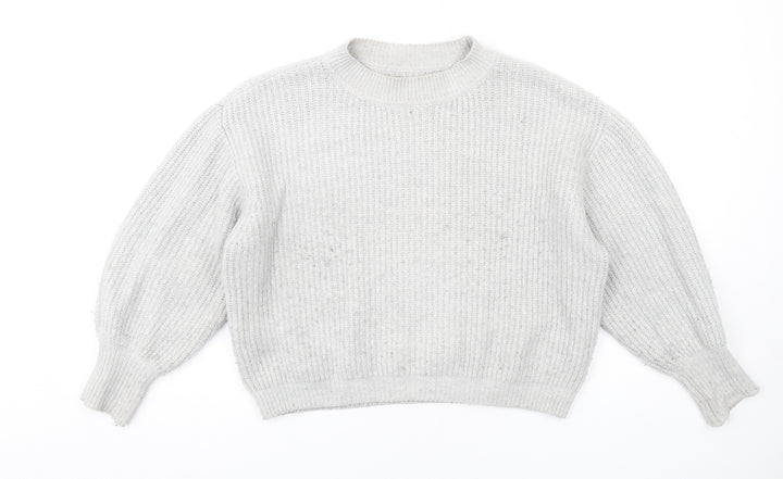 ASOS Womens Grey Crew Neck Acrylic Pullover Jumper Size 8