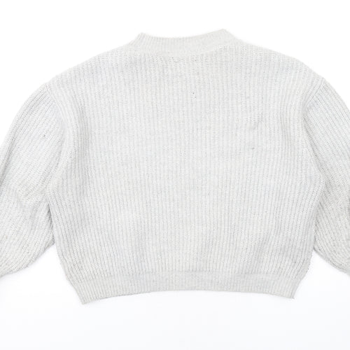 ASOS Womens Grey Crew Neck Acrylic Pullover Jumper Size 8