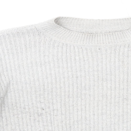 ASOS Womens Grey Crew Neck Acrylic Pullover Jumper Size 8