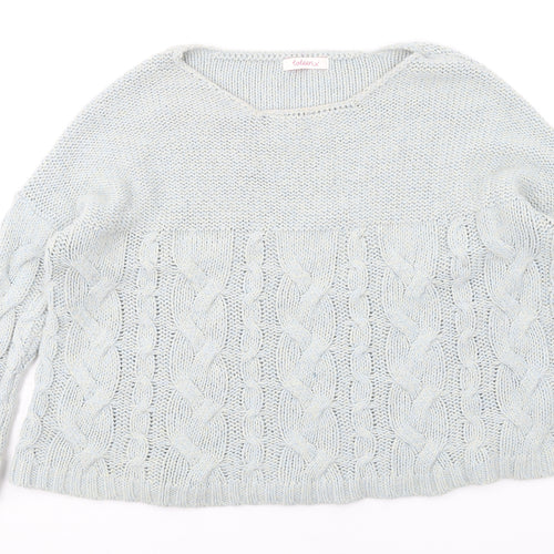 Coleen Womens Blue Round Neck Acrylic Pullover Jumper Size 14