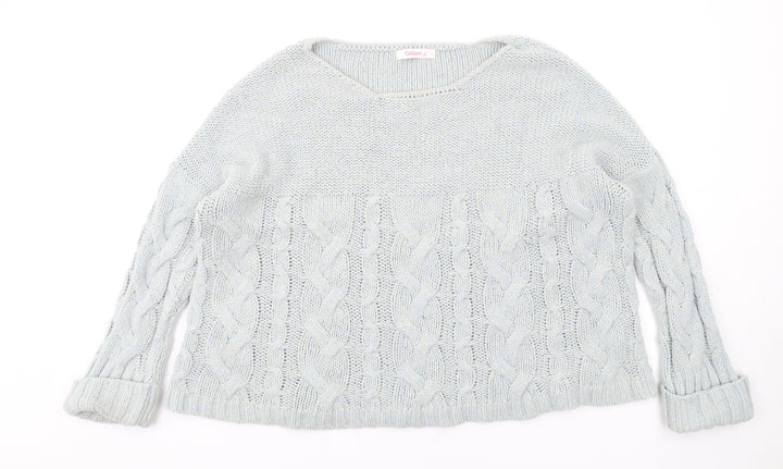 Coleen Womens Blue Round Neck Acrylic Pullover Jumper Size 14