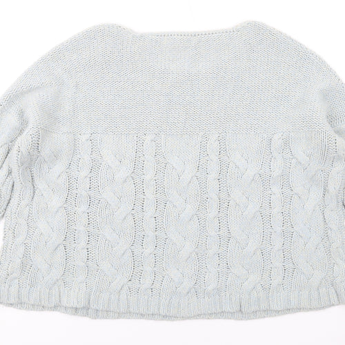 Coleen Womens Blue Round Neck Acrylic Pullover Jumper Size 14