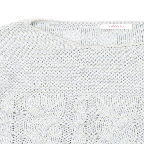 Coleen Womens Blue Round Neck Acrylic Pullover Jumper Size 14