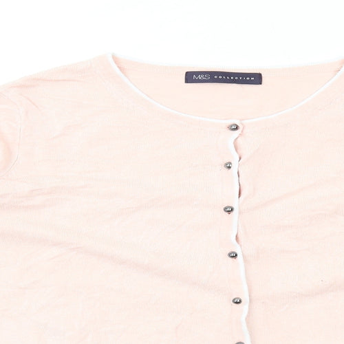 marksand Womens Pink Round Neck Viscose Cardigan Jumper Size 12