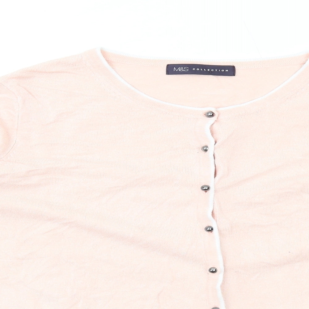 marksand Womens Pink Round Neck Viscose Cardigan Jumper Size 12