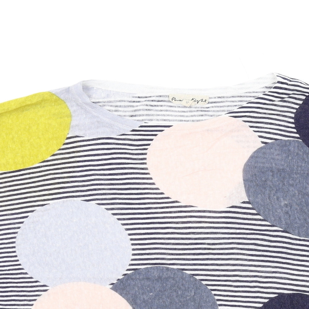 Phase Eight Womens Multicoloured Round Neck Striped Linen Pullover Jumper Size M