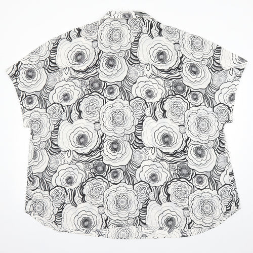 Marks and Spencer Womens Black Floral Polyester Basic Blouse Size 24 Collared