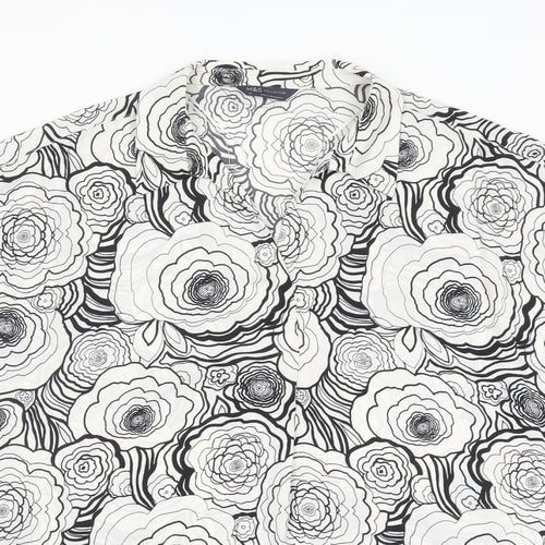 Marks and Spencer Womens Black Floral Polyester Basic Blouse Size 24 Collared