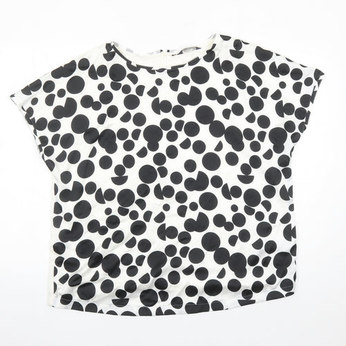 Marks and Spencer Womens White Polka Dot Viscose Basic Blouse Size 18 Round Neck