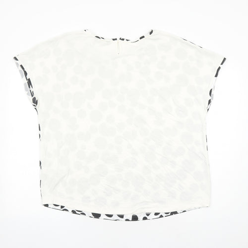 Marks and Spencer Womens White Polka Dot Viscose Basic Blouse Size 18 Round Neck