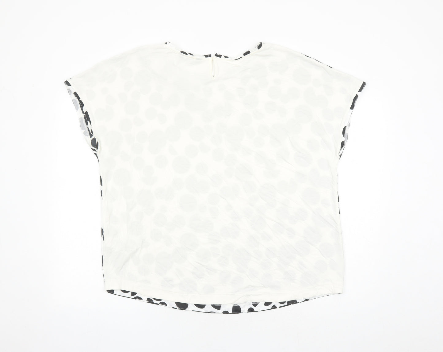 Marks and Spencer Womens White Polka Dot Viscose Basic Blouse Size 18 Round Neck