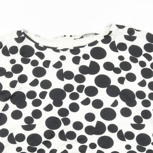 Marks and Spencer Womens White Polka Dot Viscose Basic Blouse Size 18 Round Neck
