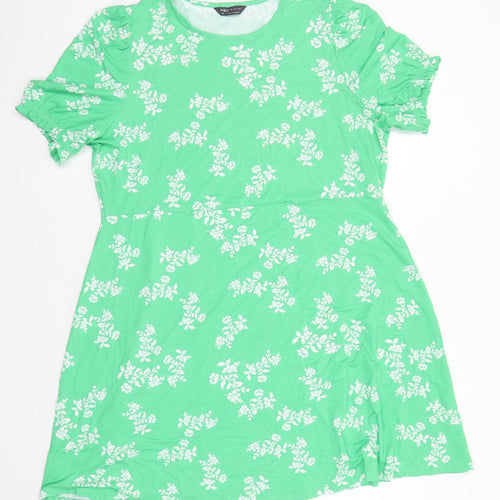 Marks and Spencer Womens Green Floral Viscose A-Line Size 20 Round Neck Pullover