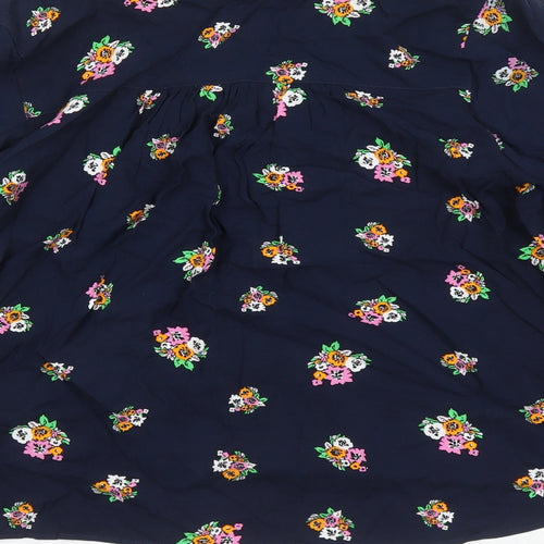 Marks and Spencer Womens Blue Floral Viscose Basic Blouse Size 16 V-Neck