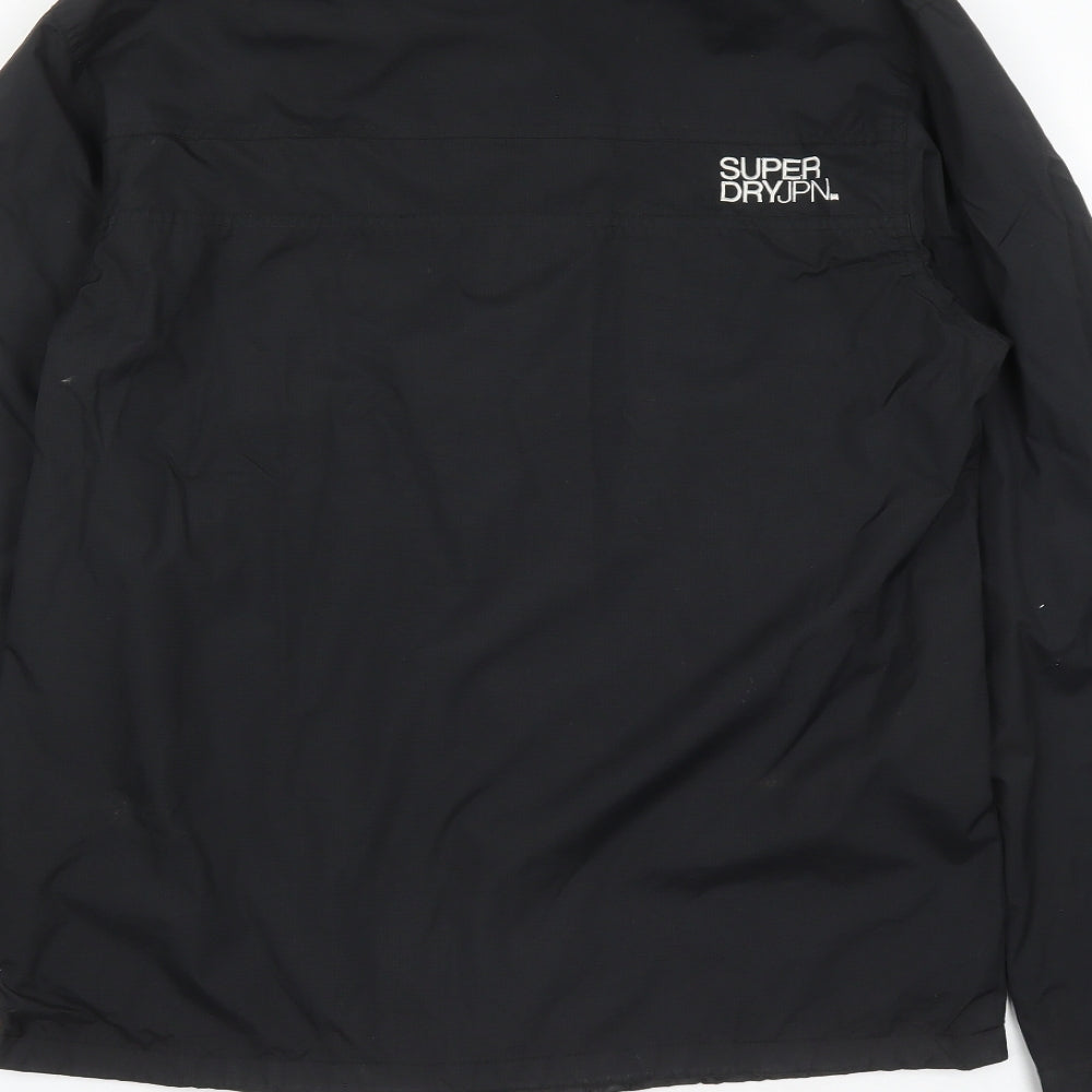 Superdry Mens Black Windbreaker Jacket Size L Zip