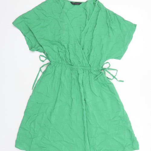 Marks and Spencer Womens Green Viscose A-Line Size 6 V-Neck Pullover
