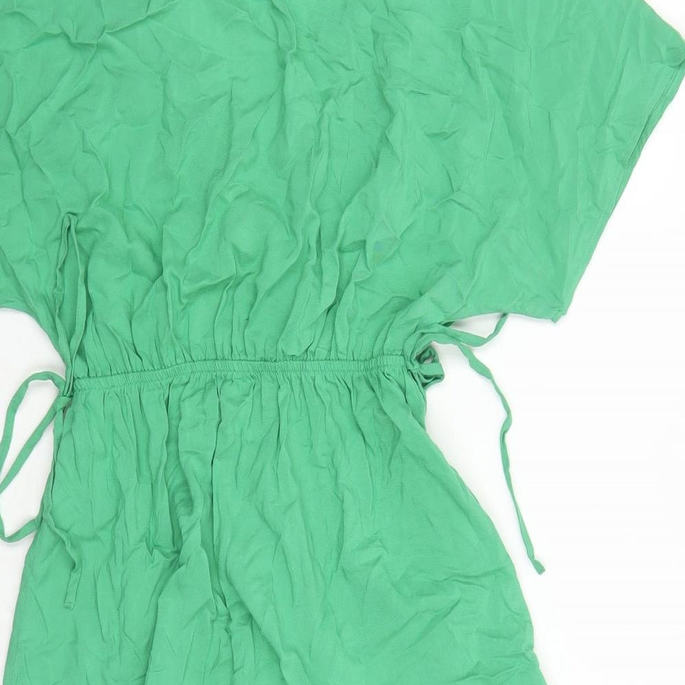 Marks and Spencer Womens Green Viscose A-Line Size 6 V-Neck Pullover