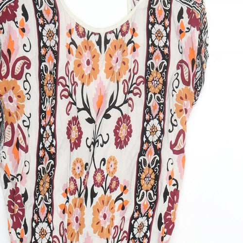 Warehouse Womens Multicoloured Geometric Viscose A-Line Size 14 Round Neck Button