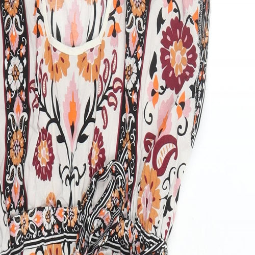 Warehouse Womens Multicoloured Geometric Viscose A-Line Size 14 Round Neck Button