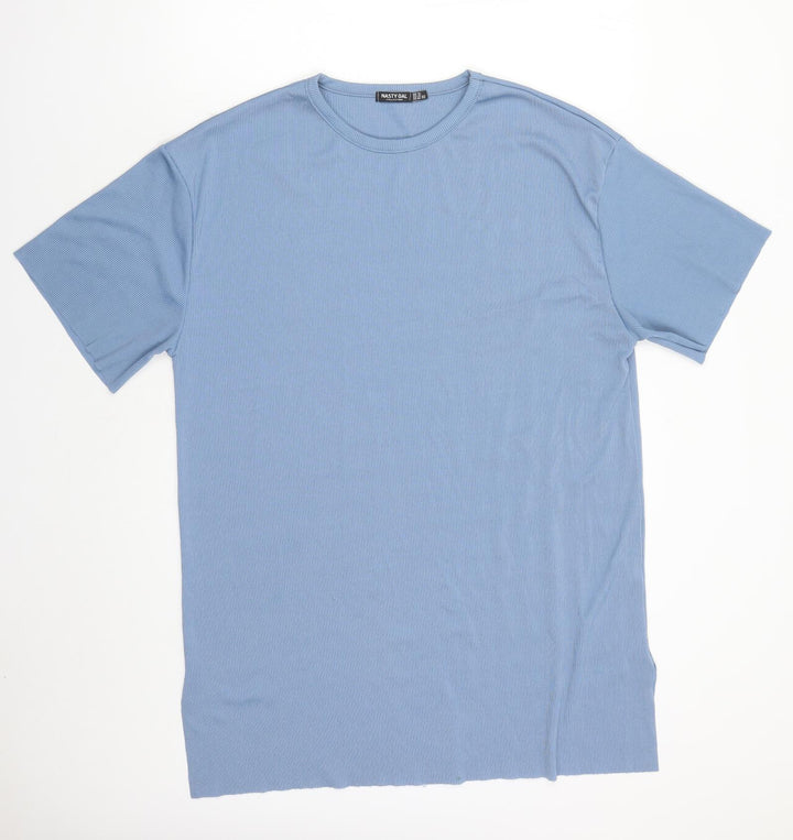 Nasty Gal Womens Blue Polyester T-Shirt Dress Size 16 Round Neck Pullover