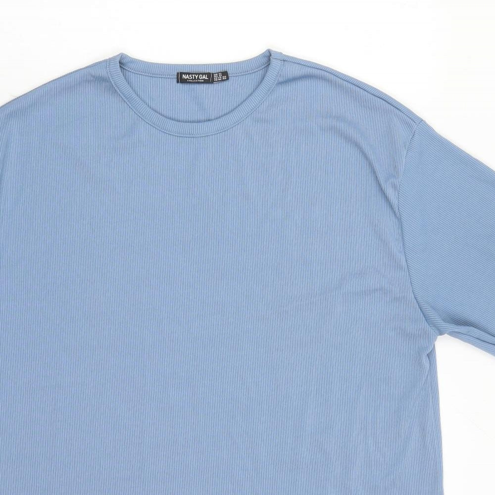 Nasty Gal Womens Blue Polyester T-Shirt Dress Size 16 Round Neck Pullover
