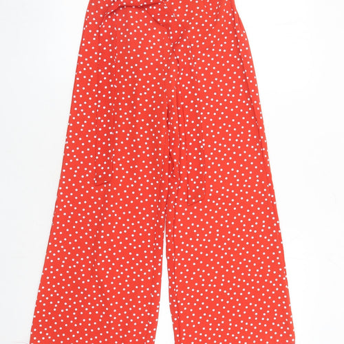 Quiz Womens Red Polka Dot Polyester Cropped Trousers Size 8 L23 in Regular - Elasticated Waist