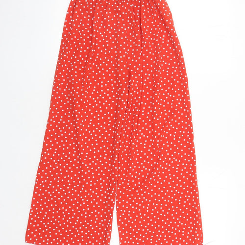Quiz Womens Red Polka Dot Polyester Cropped Trousers Size 8 L23 in Regular - Elasticated Waist