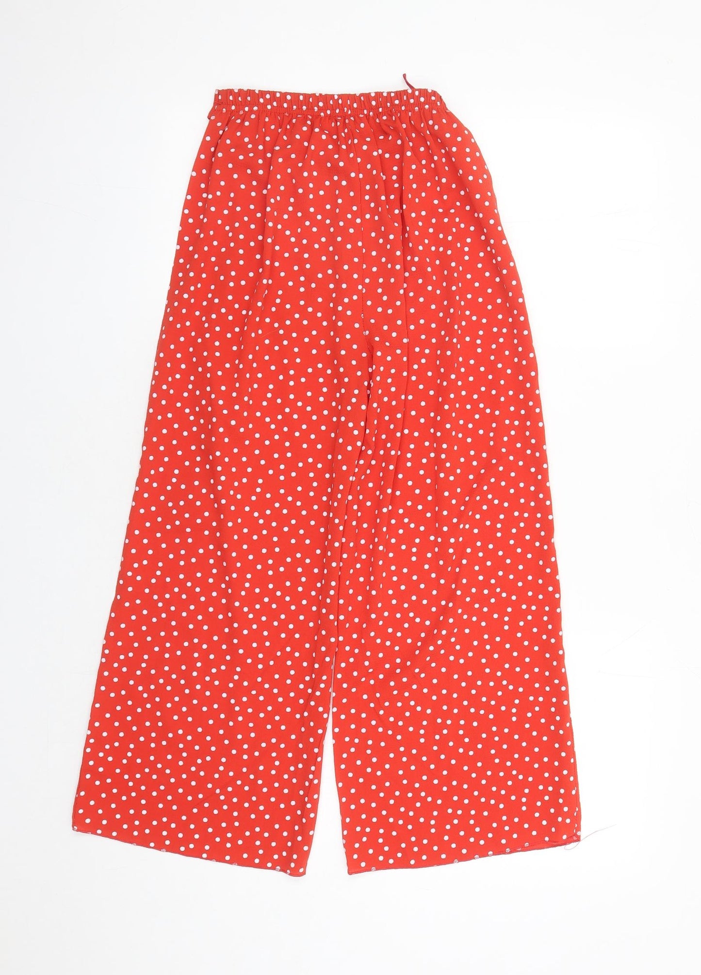Quiz Womens Red Polka Dot Polyester Cropped Trousers Size 8 L23 in Regular - Elasticated Waist