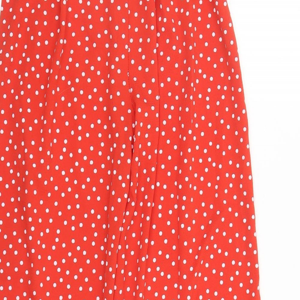 Quiz Womens Red Polka Dot Polyester Cropped Trousers Size 8 L23 in Regular - Elasticated Waist