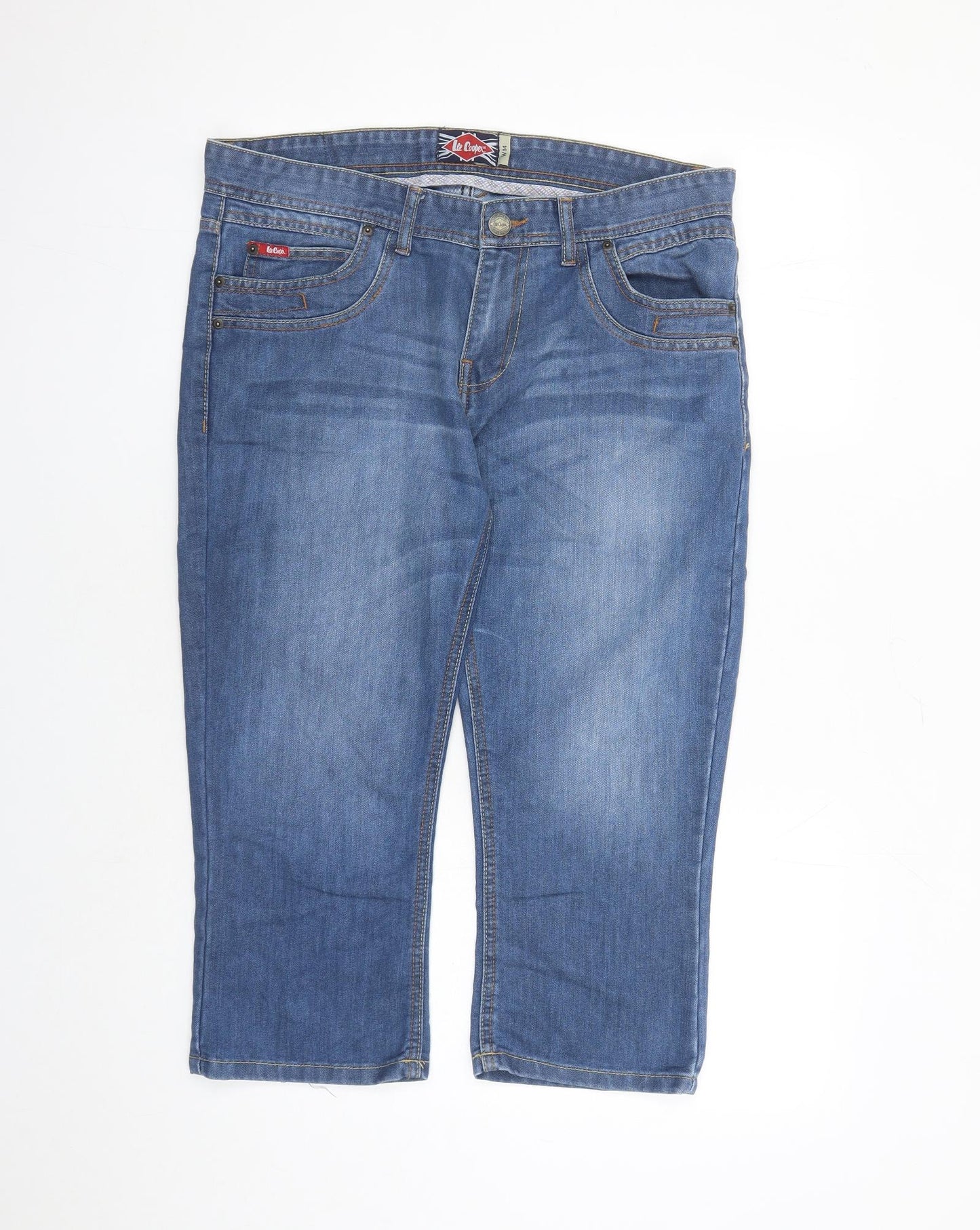 Lee Cooper Womens Blue Cotton Cropped Jeans Size 14 L20 in Regular Zip