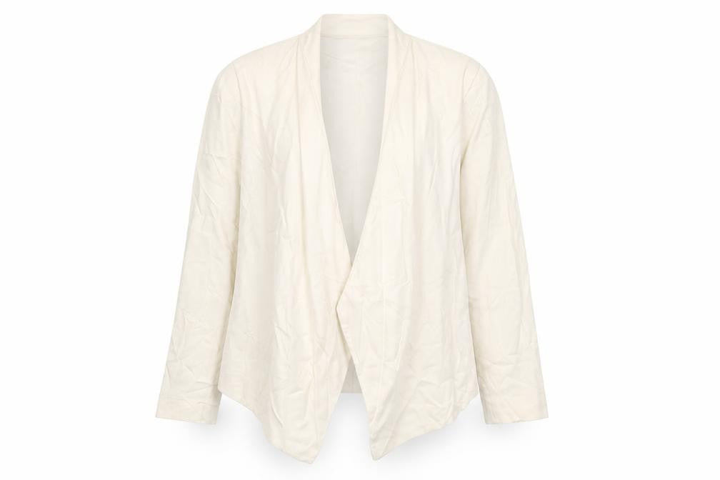Front view of H&M women’s ivory jacket, size UK 12, - shoulder pads