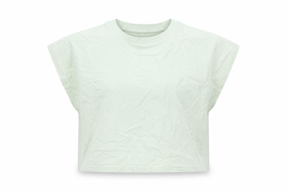 H&M Girls Green 100% Cotton Cropped T-Shirt Size 10 Years Crew Neck Pullover - Size 10-12 Years