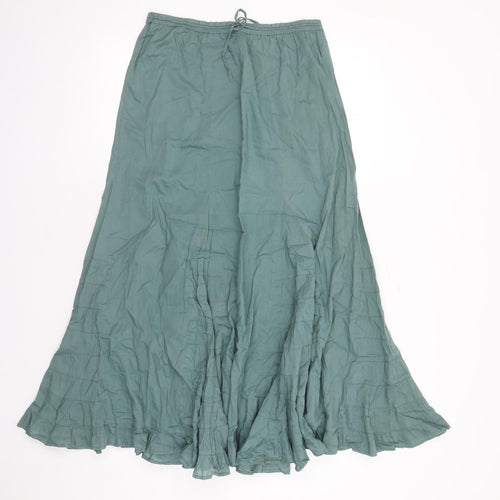 Monsoon Womens Green Cotton Peasant Skirt Size 12 Drawstring - Elasticated Waist