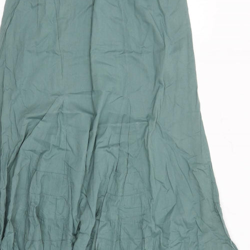 Monsoon Womens Green Cotton Peasant Skirt Size 12 Drawstring - Elasticated Waist