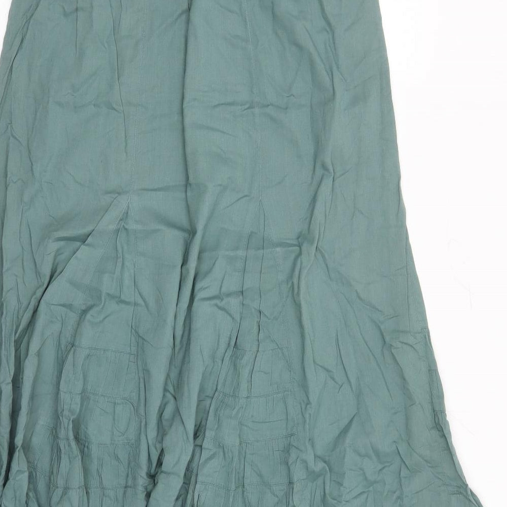 Monsoon Womens Green Cotton Peasant Skirt Size 12 Drawstring - Elasticated Waist
